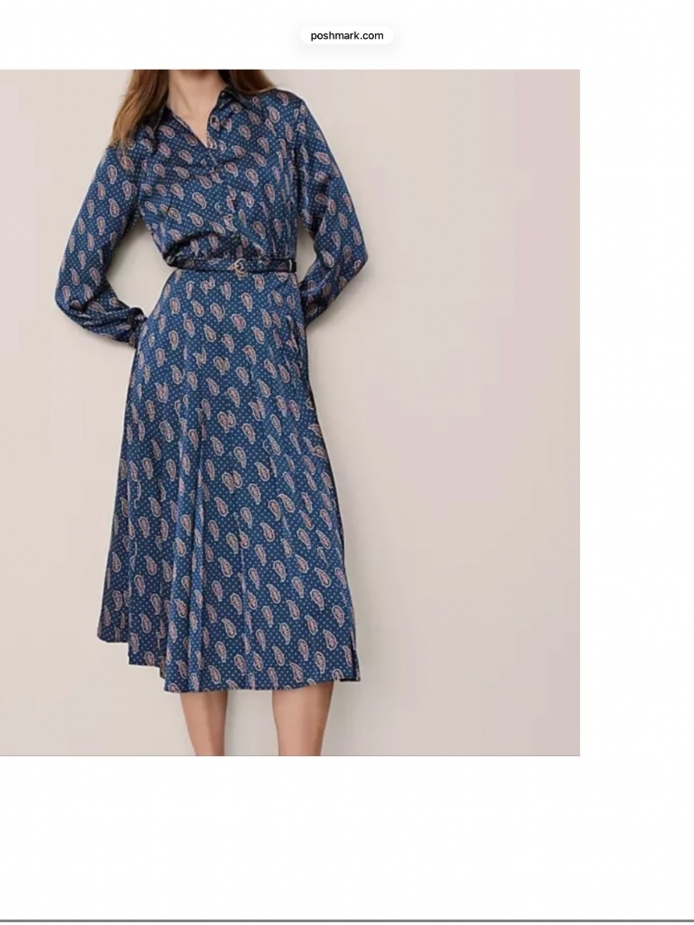 Lovely silky paisley midi shirt dress with belt